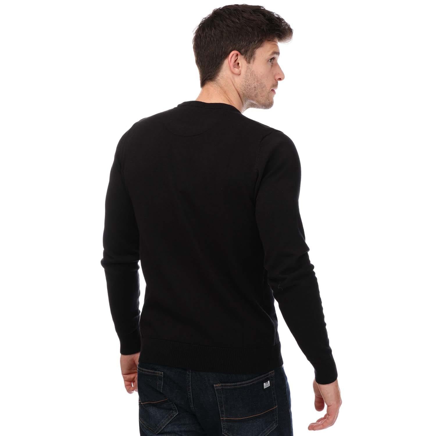 Black - Back - Weekend Offender Mens Argentina Knitted Cotton Crew Neck Sweatshirt