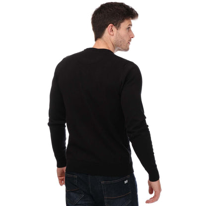 Black - Back - Weekend Offender Mens Argentina Knitted Cotton Crew Neck Sweatshirt