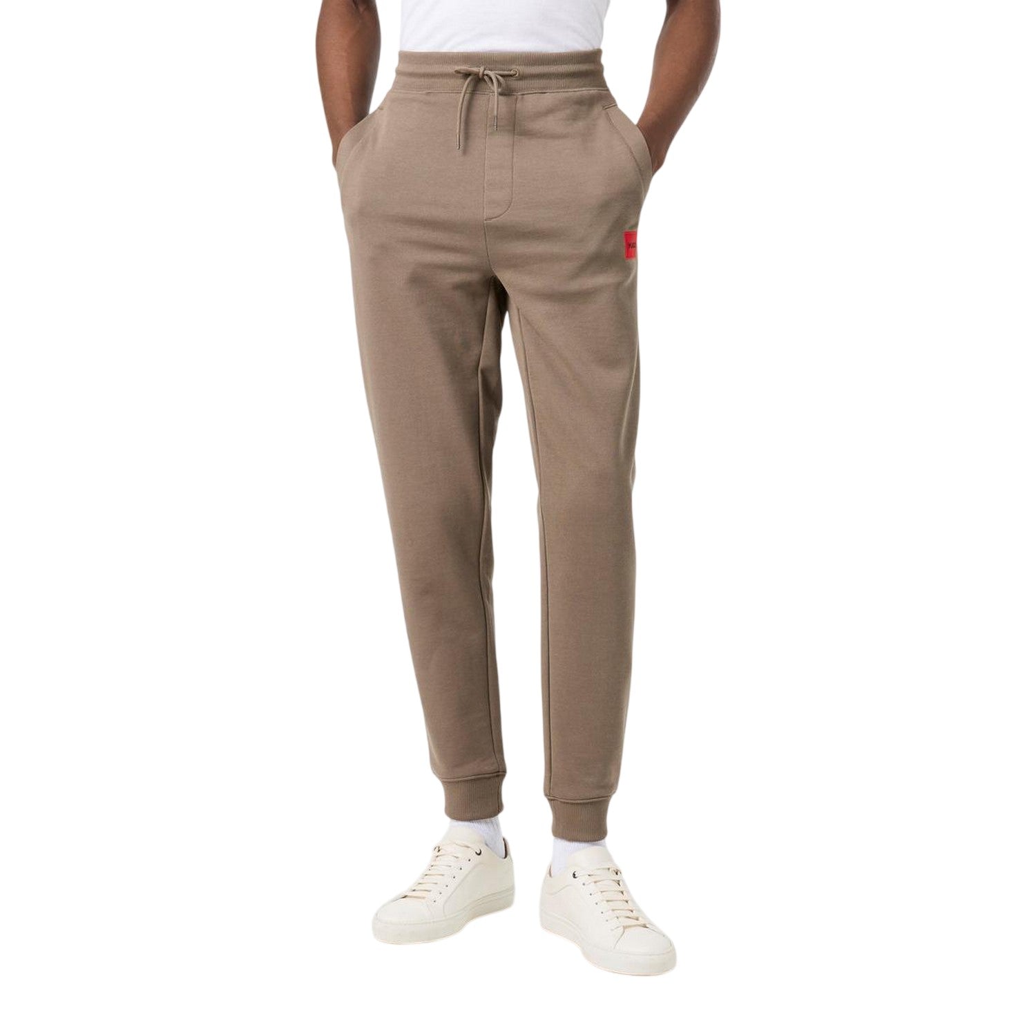 Medium Grey - Side - Hugo Boss Mens Logo Cuffed Jogging Bottoms