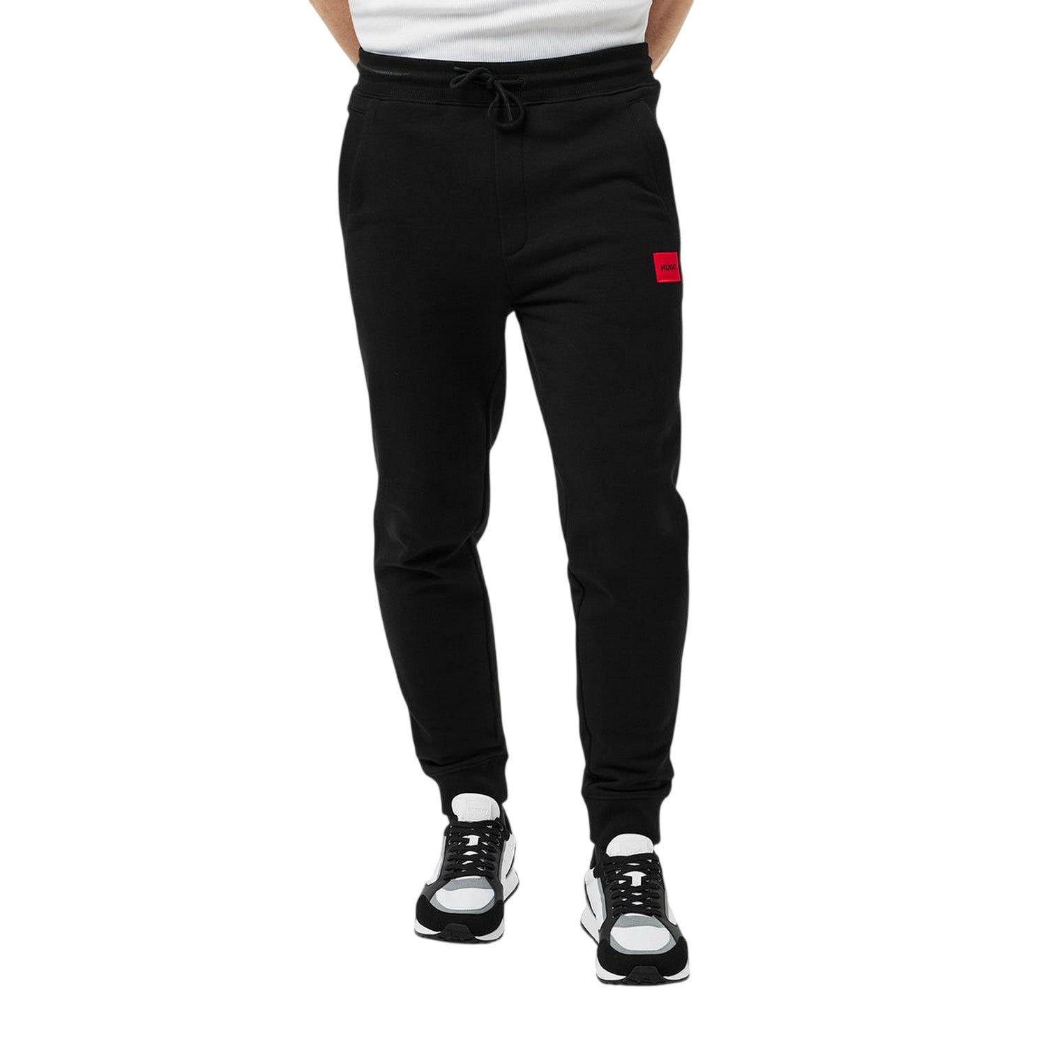 Black - Side - Hugo Boss Mens Logo Cuffed Jogging Bottoms