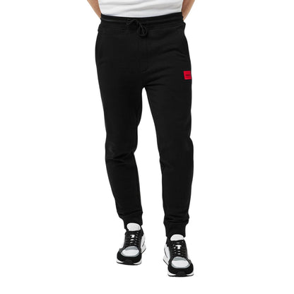 Black - Side - Hugo Boss Mens Logo Cuffed Jogging Bottoms