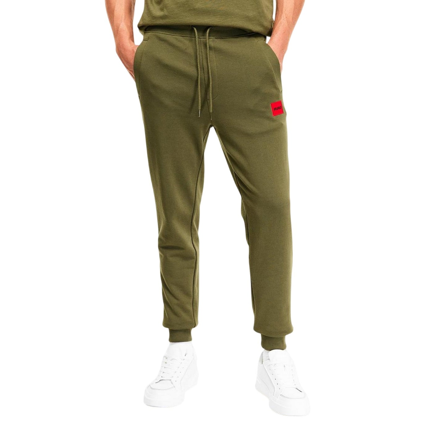 Green - Side - Hugo Boss Mens Logo Cuffed Jogging Bottoms
