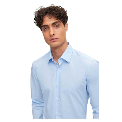 Pastel Blue - Side - Hugo Boss Mens Kent Formal Shirt