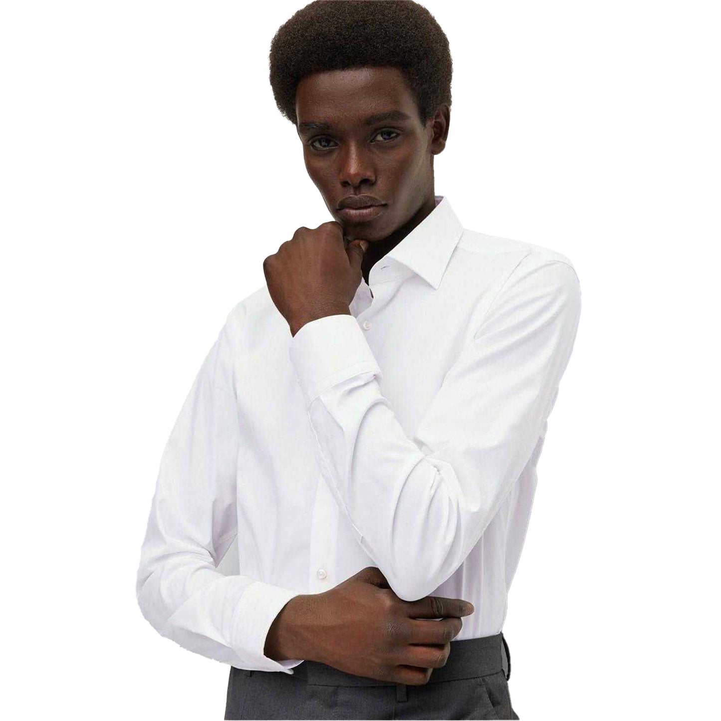 White - Side - Hugo Boss Mens Kent Formal Shirt