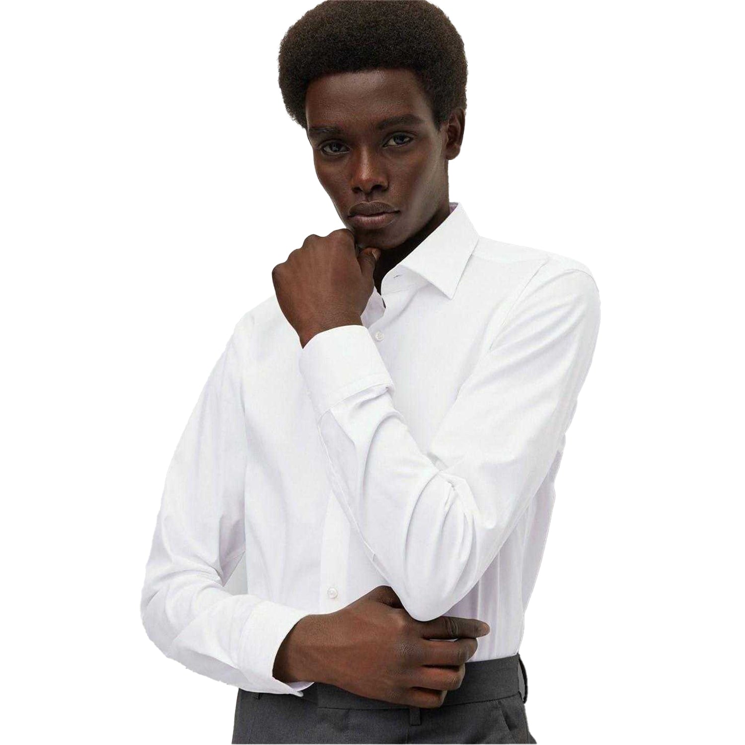 White - Side - Hugo Boss Mens Kent Formal Shirt