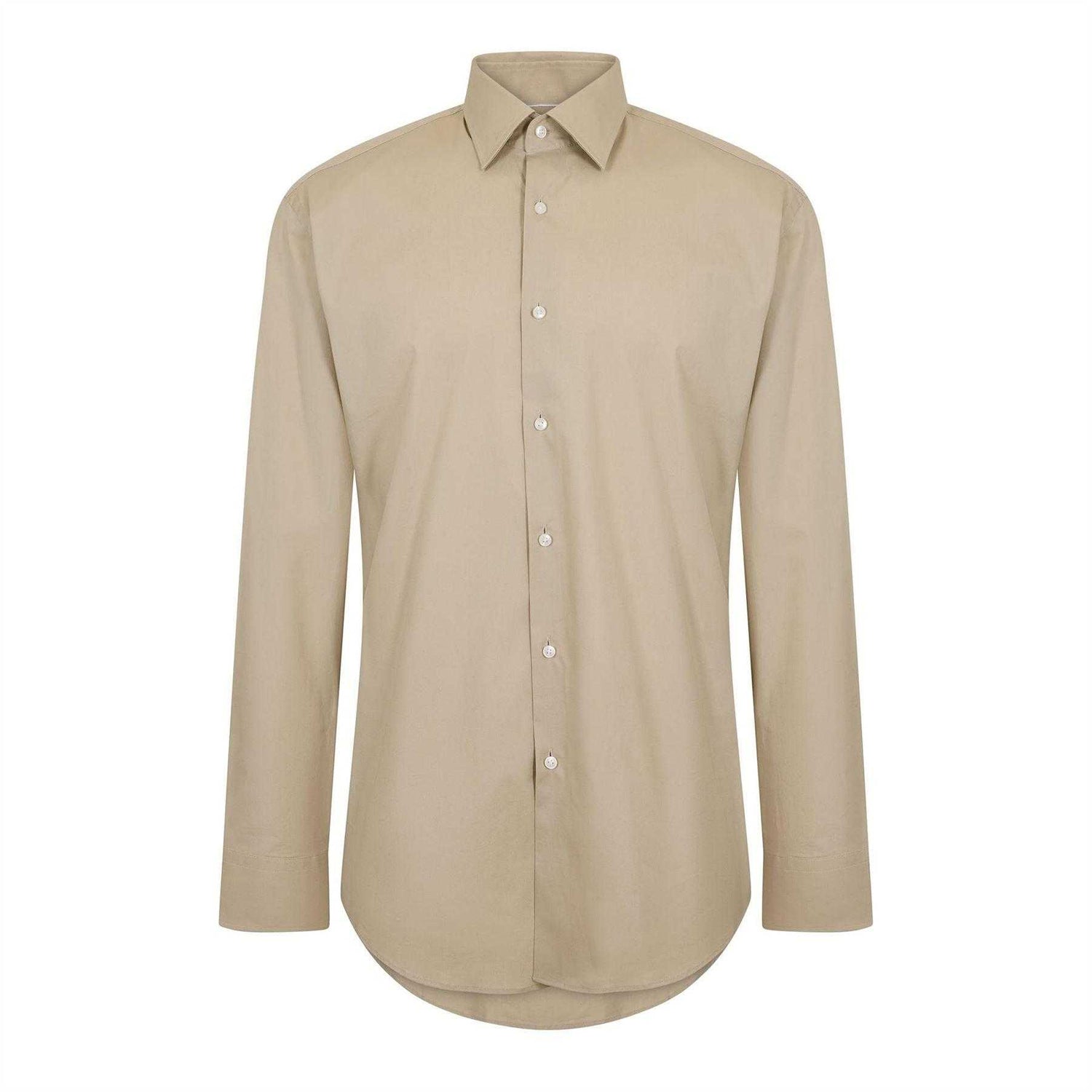 Beige - Front - Hugo Boss Mens Kent Formal Shirt
