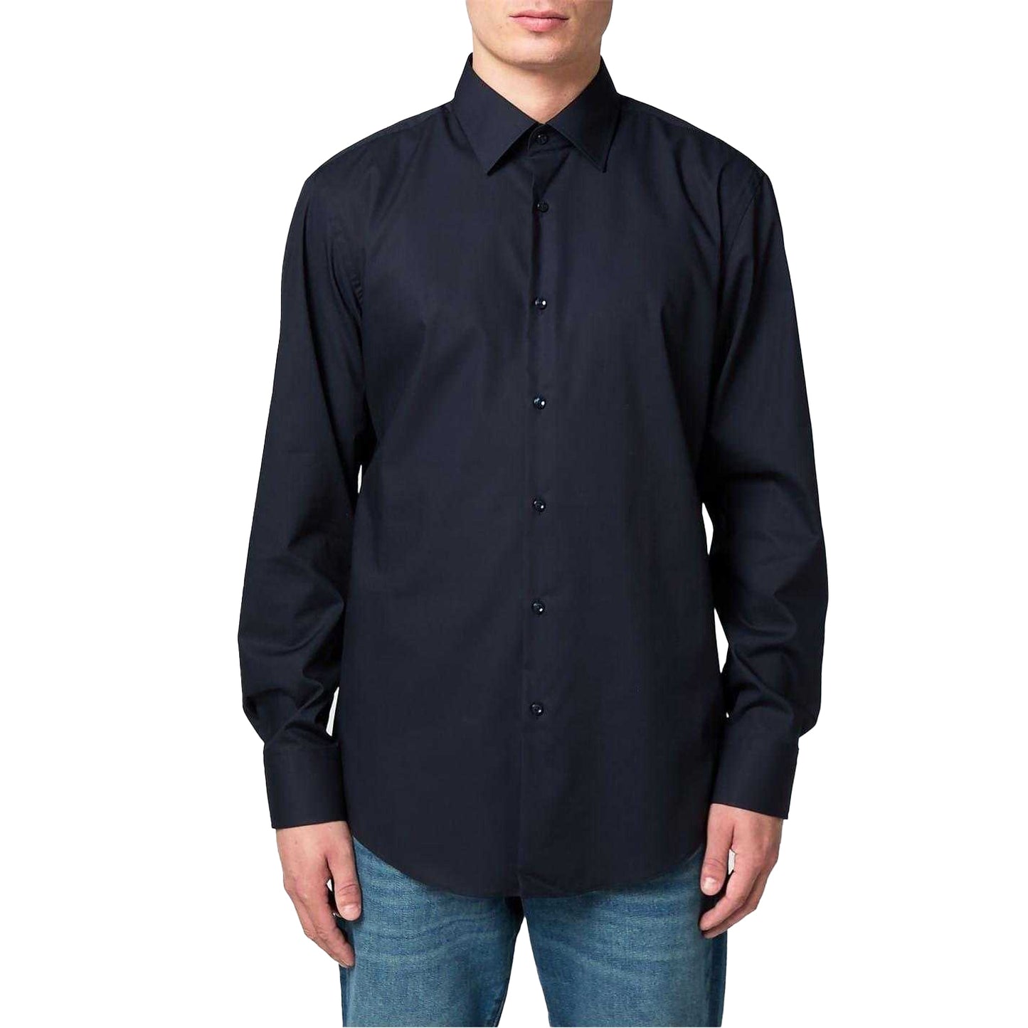 Dark Blue - Side - Hugo Boss Mens Kent Formal Shirt