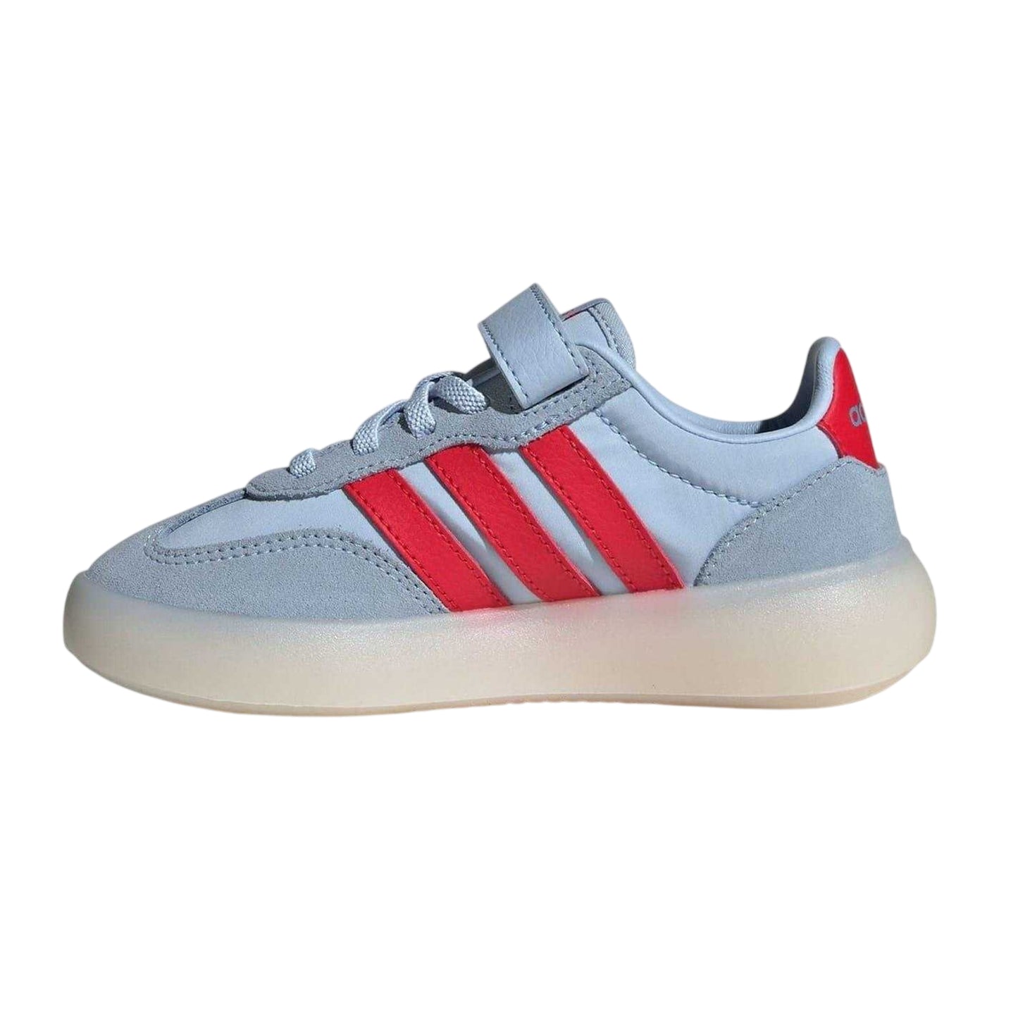 Sky-Red - Side - Adidas Childrens-Kids Barreda 3 Stripes Leather Flatform Trainers