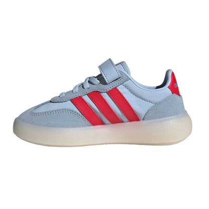 Sky-Red - Side - Adidas Childrens-Kids Barreda 3 Stripes Leather Flatform Trainers
