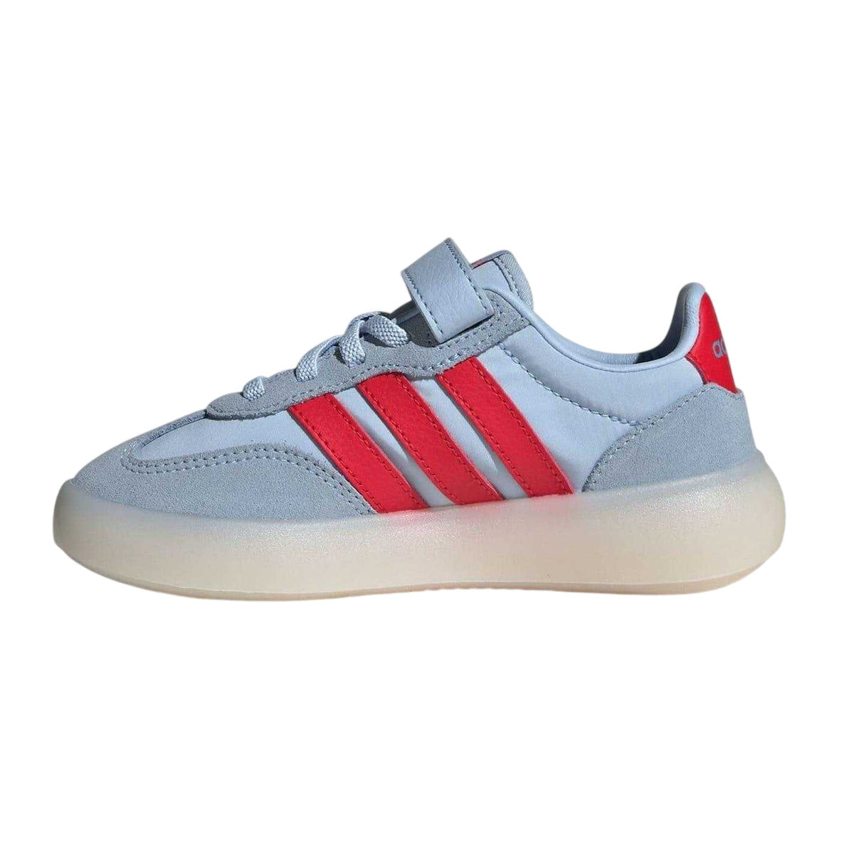 Sky-Red - Side - Adidas Childrens-Kids Barreda 3 Stripes Leather Flatform Trainers
