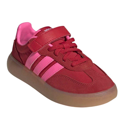 Scarlet-Pink - Front - Adidas Childrens-Kids Barreda 3 Stripes Leather Flatform Trainers