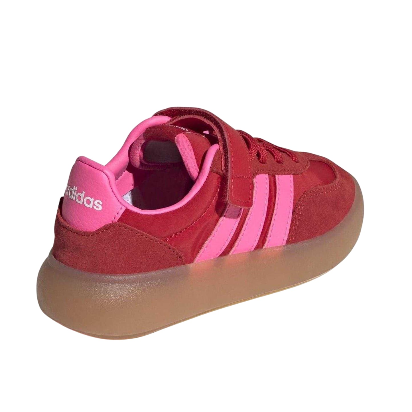 Scarlet-Pink - Back - Adidas Childrens-Kids Barreda 3 Stripes Leather Flatform Trainers