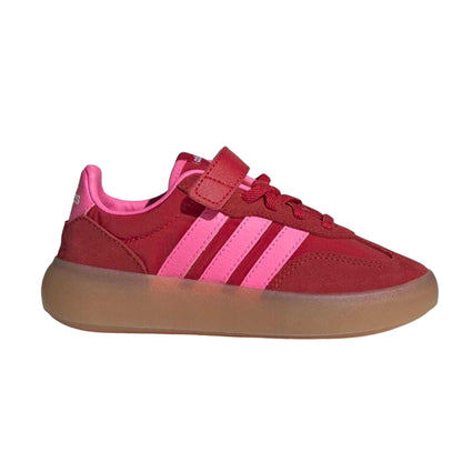 Scarlet-Pink - Side - Adidas Childrens-Kids Barreda 3 Stripes Leather Flatform Trainers