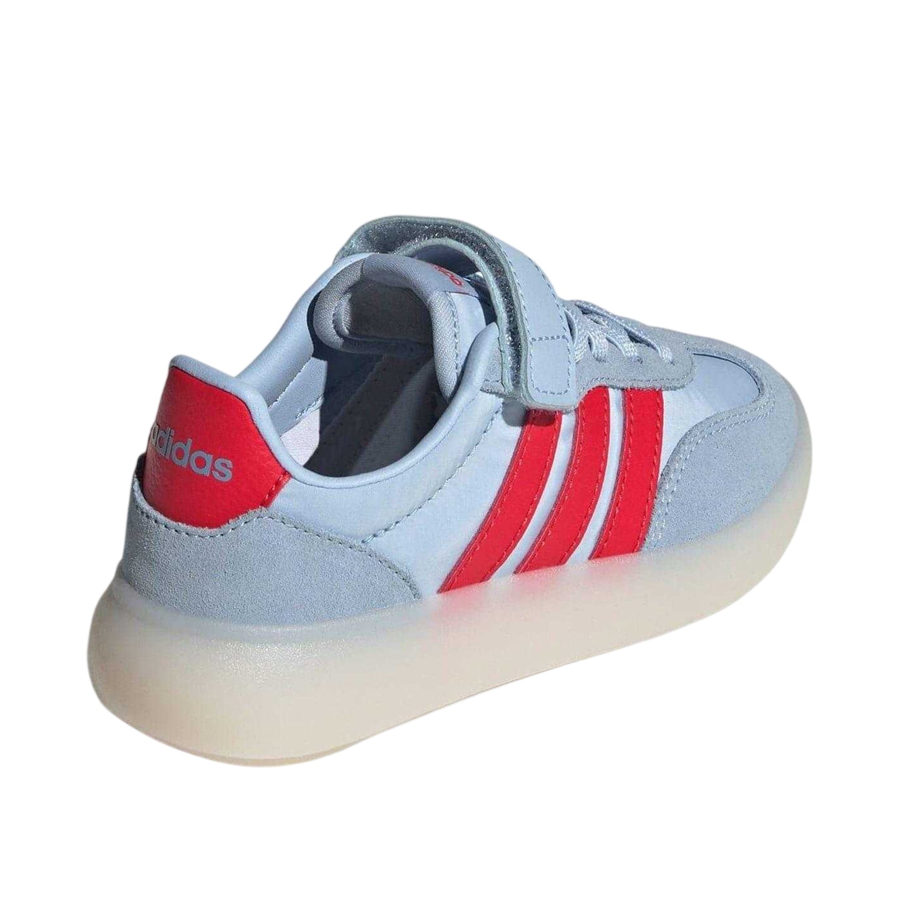 Sky-Red - Back - Adidas Childrens-Kids Barreda 3 Stripes Leather Flatform Trainers