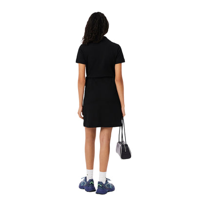 Black - Back - Lacoste Womens-Ladies V Neck Short-Sleeved Wrap Dress