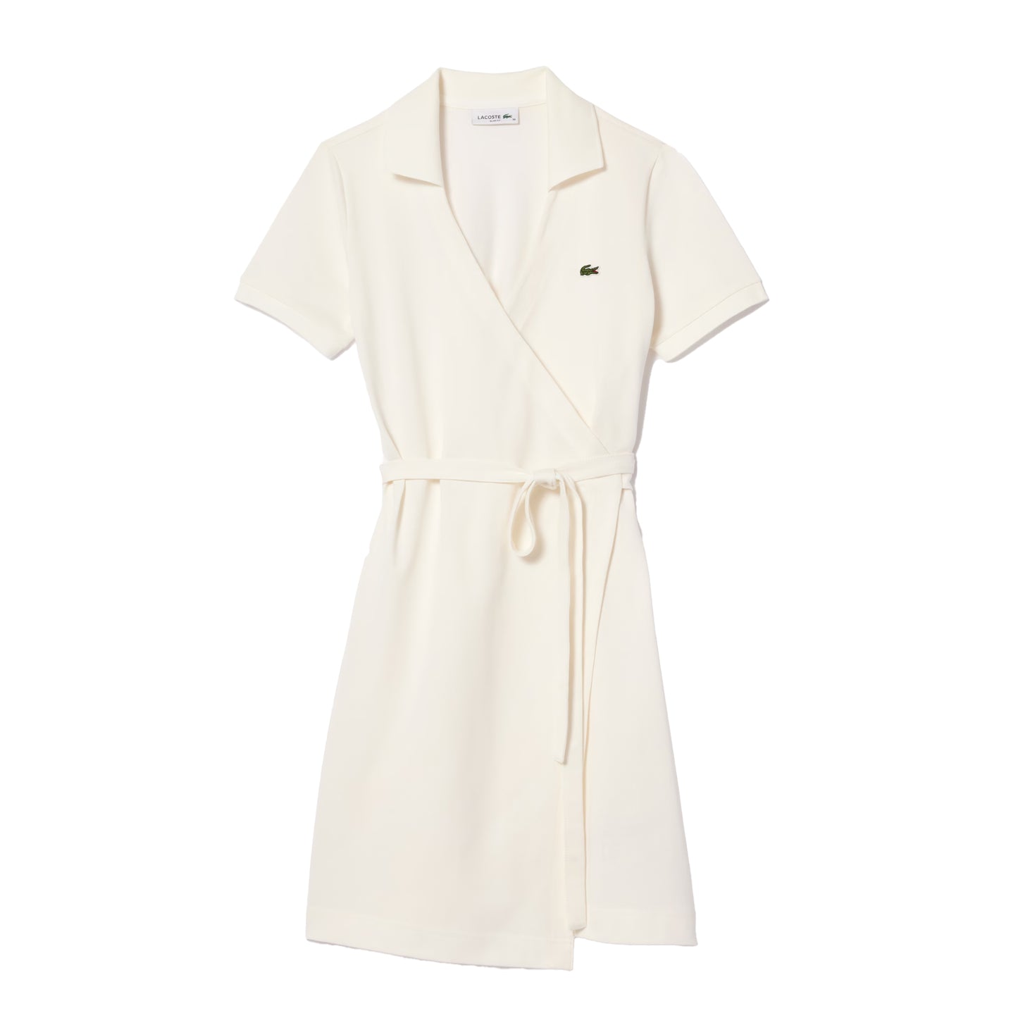 White - Back - Lacoste Womens-Ladies V Neck Short-Sleeved Wrap Dress