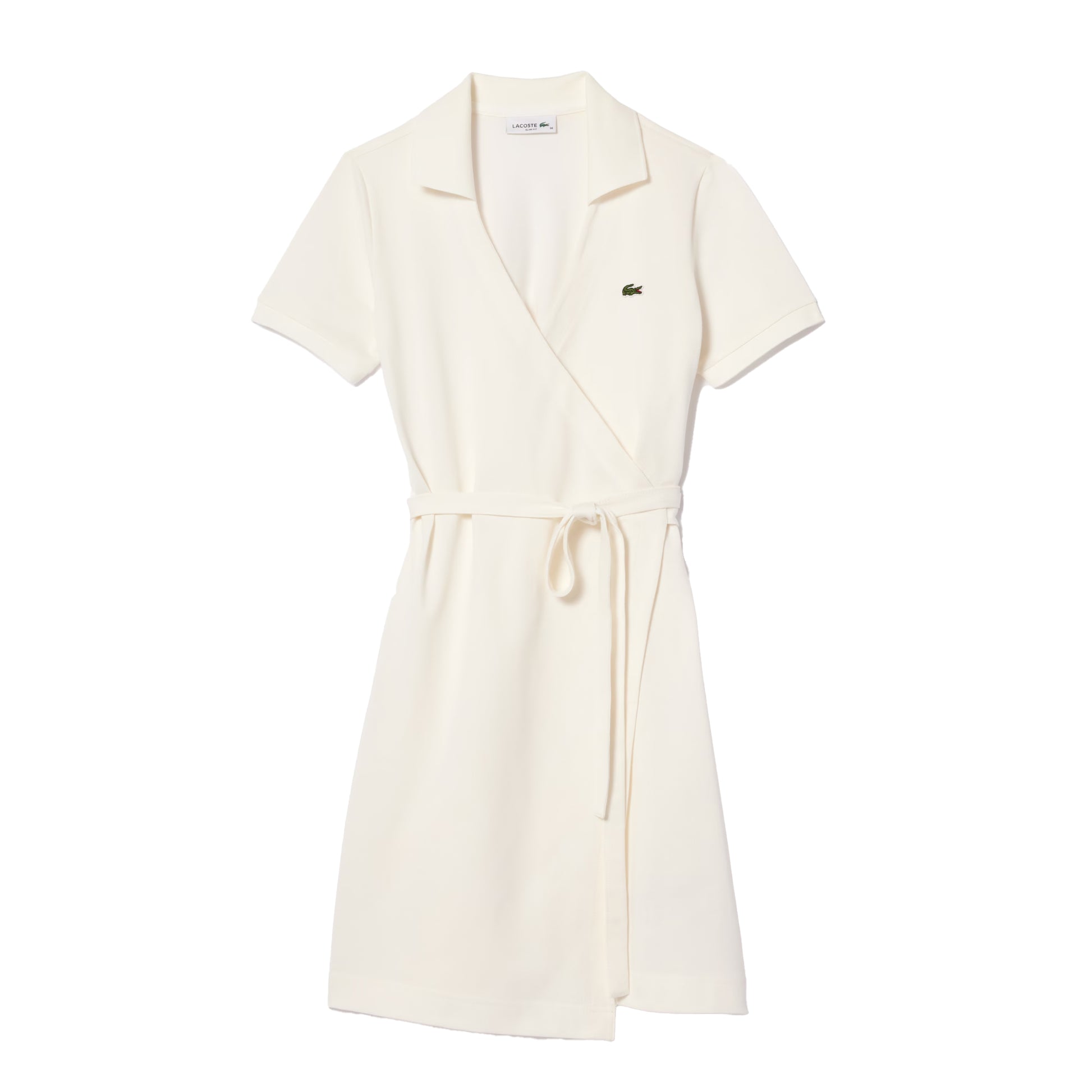 White - Back - Lacoste Womens-Ladies V Neck Short-Sleeved Wrap Dress