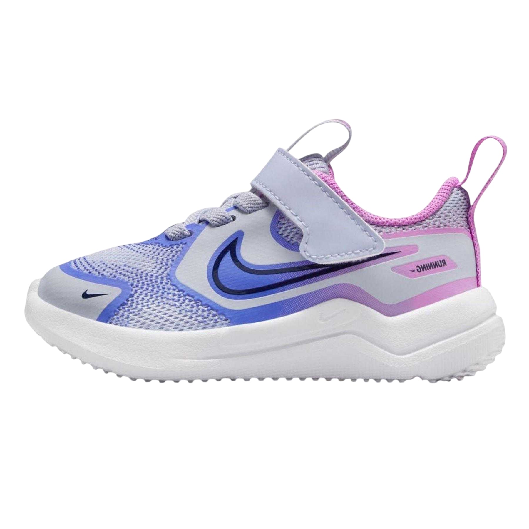Ghost Grey-Pink - Back - Nike Childrens-Kids Cosmic Mesh Running Trainers