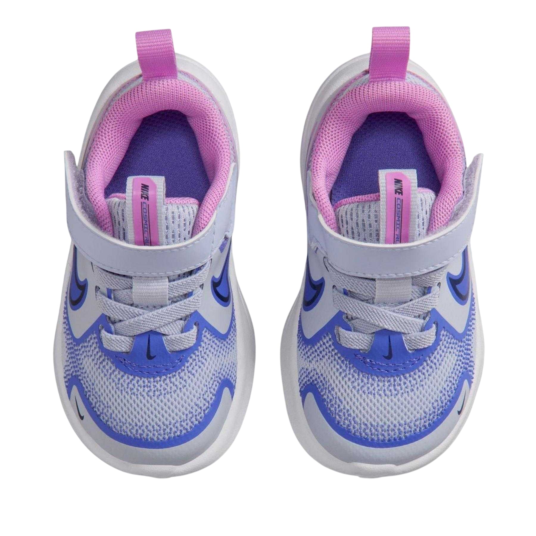 Ghost Grey-Pink - Side - Nike Childrens-Kids Cosmic Mesh Running Trainers