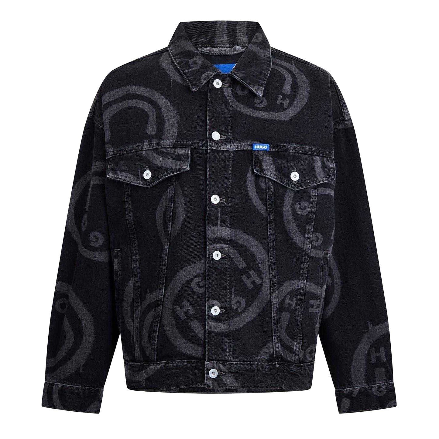 Black - Front - Hugo Mens Wes Slim Denim Jacket