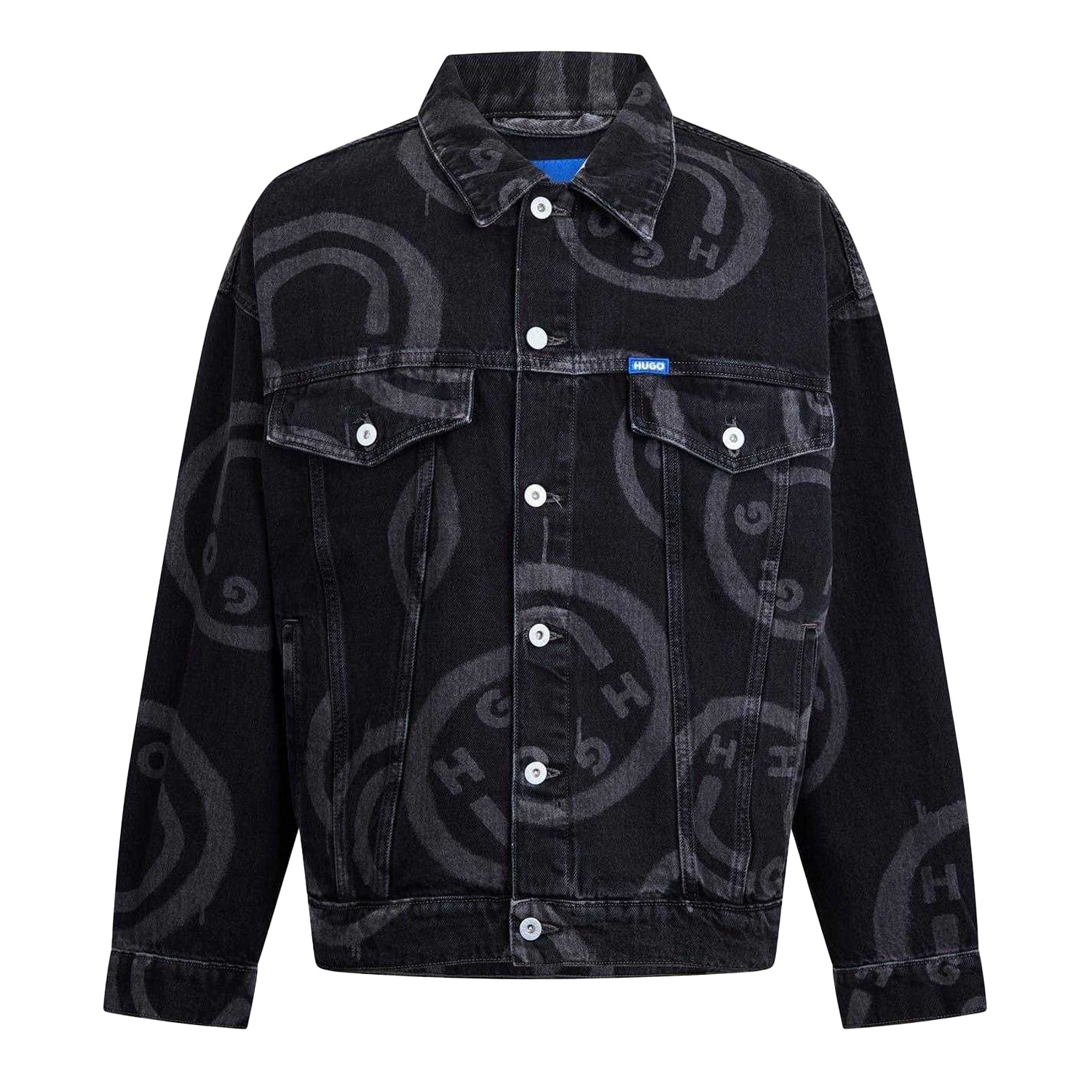 Black - Front - Hugo Mens Wes Slim Denim Jacket