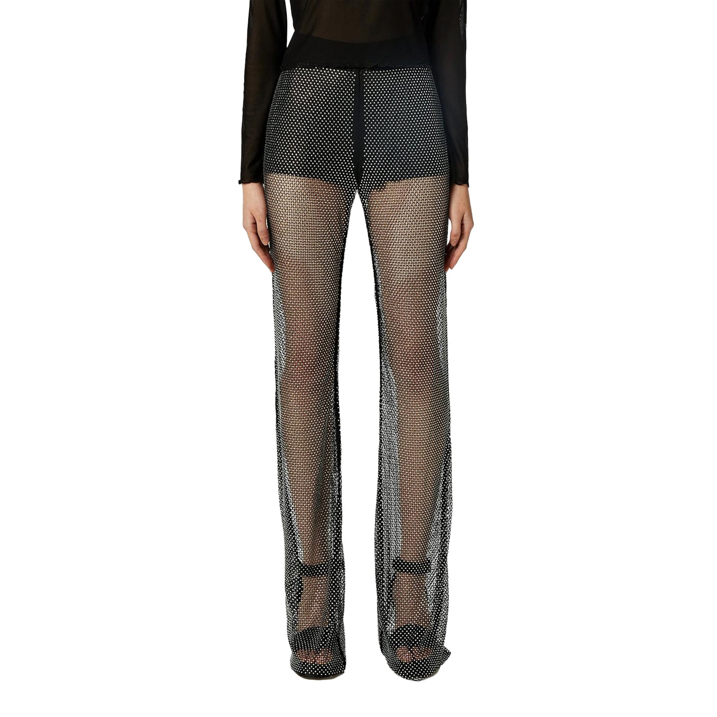Black - Lifestyle - Hugo Womens-Ladies Glitter Slim Trousers