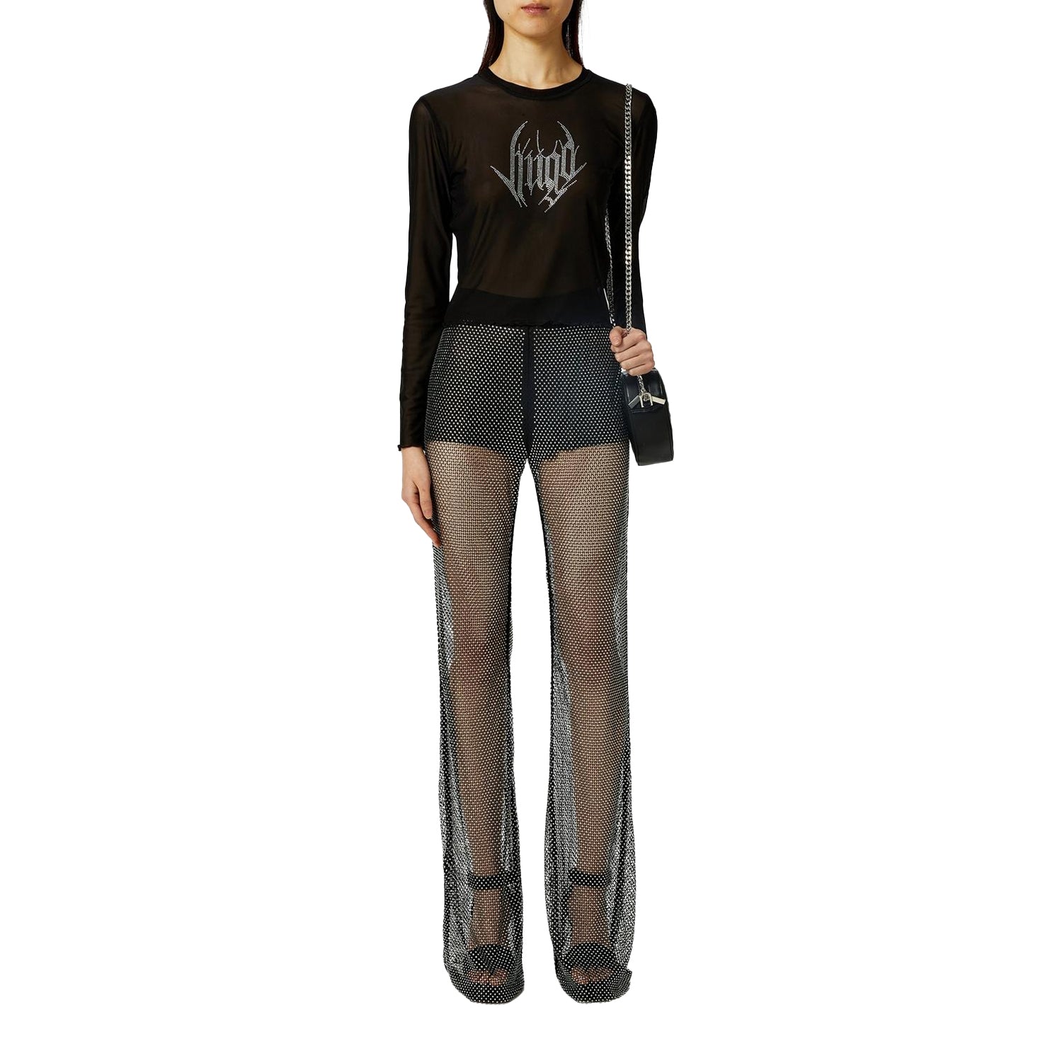 Black - Pack Shot - Hugo Womens-Ladies Glitter Slim Trousers