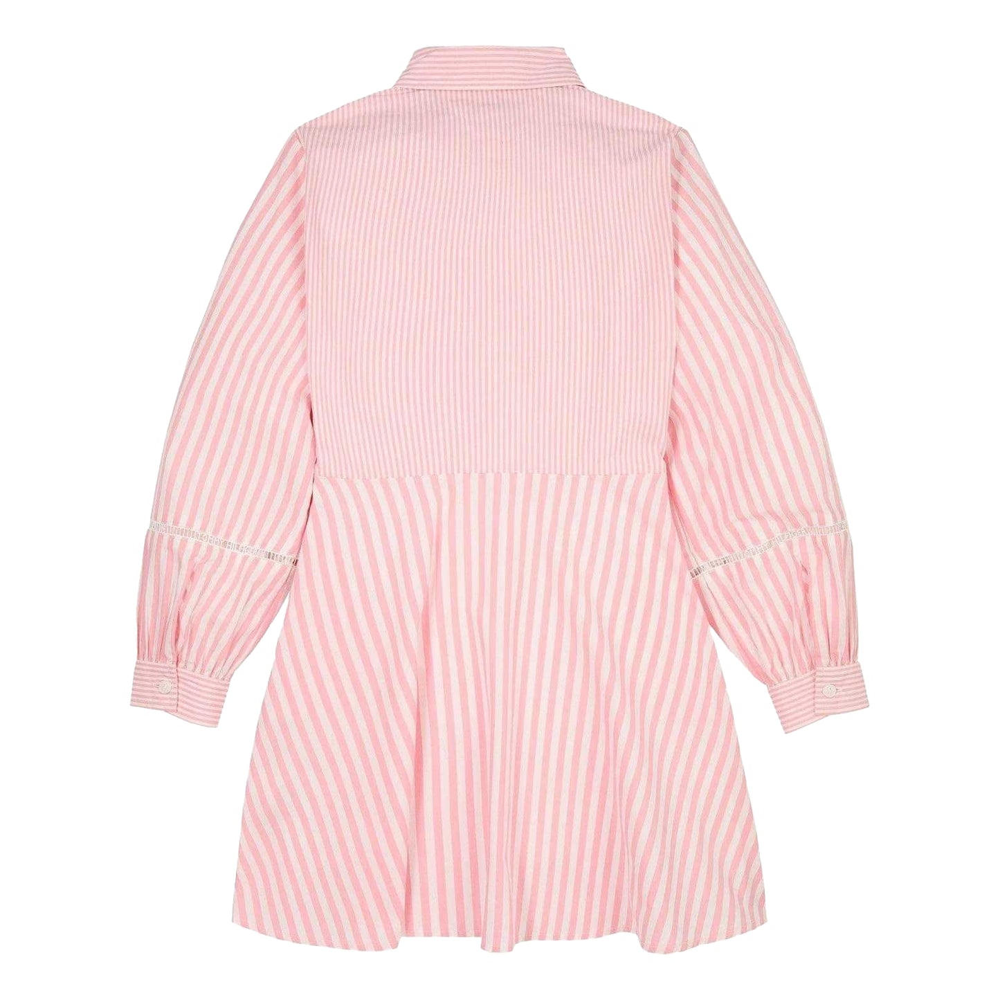Pink - Back - Tommy Hilfiger Girls Striped Collared Mini Shirt Dress
