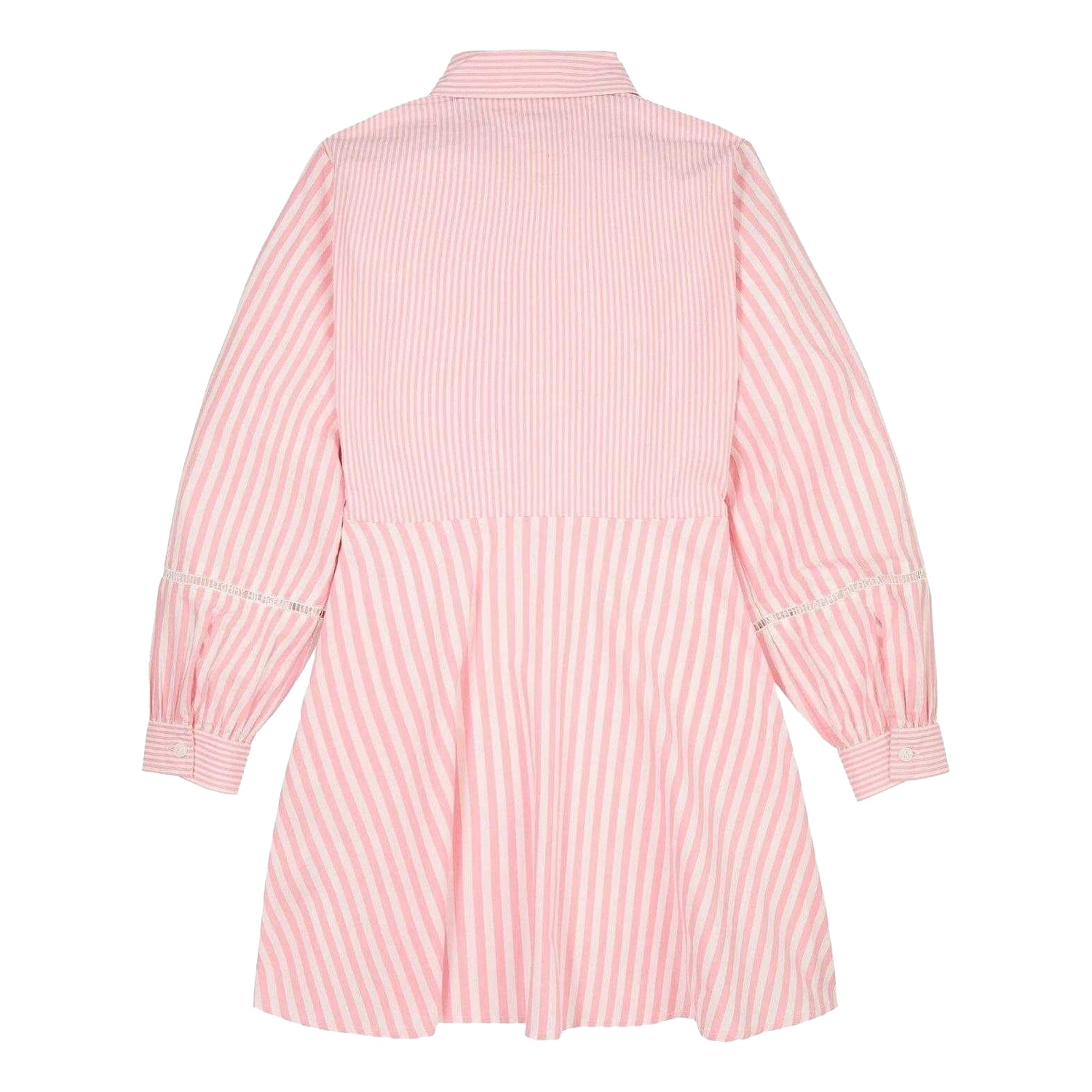 Pink - Back - Tommy Hilfiger Girls Striped Collared Mini Shirt Dress