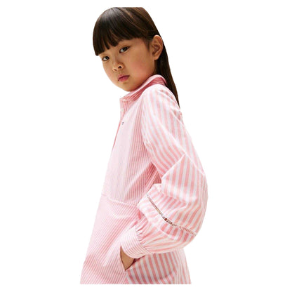 Pink - Lifestyle - Tommy Hilfiger Girls Striped Collared Mini Shirt Dress