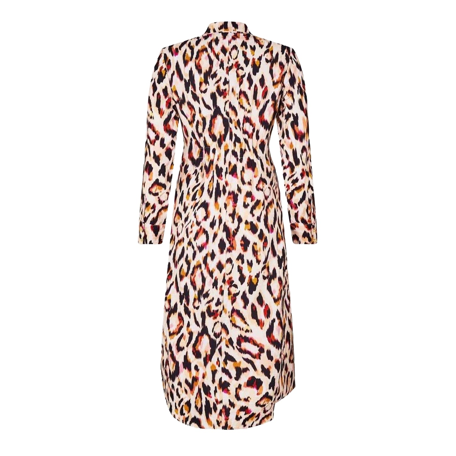 Pink - Back - Biba Womens-Ladies Leopard Print Midi Shirt Dress