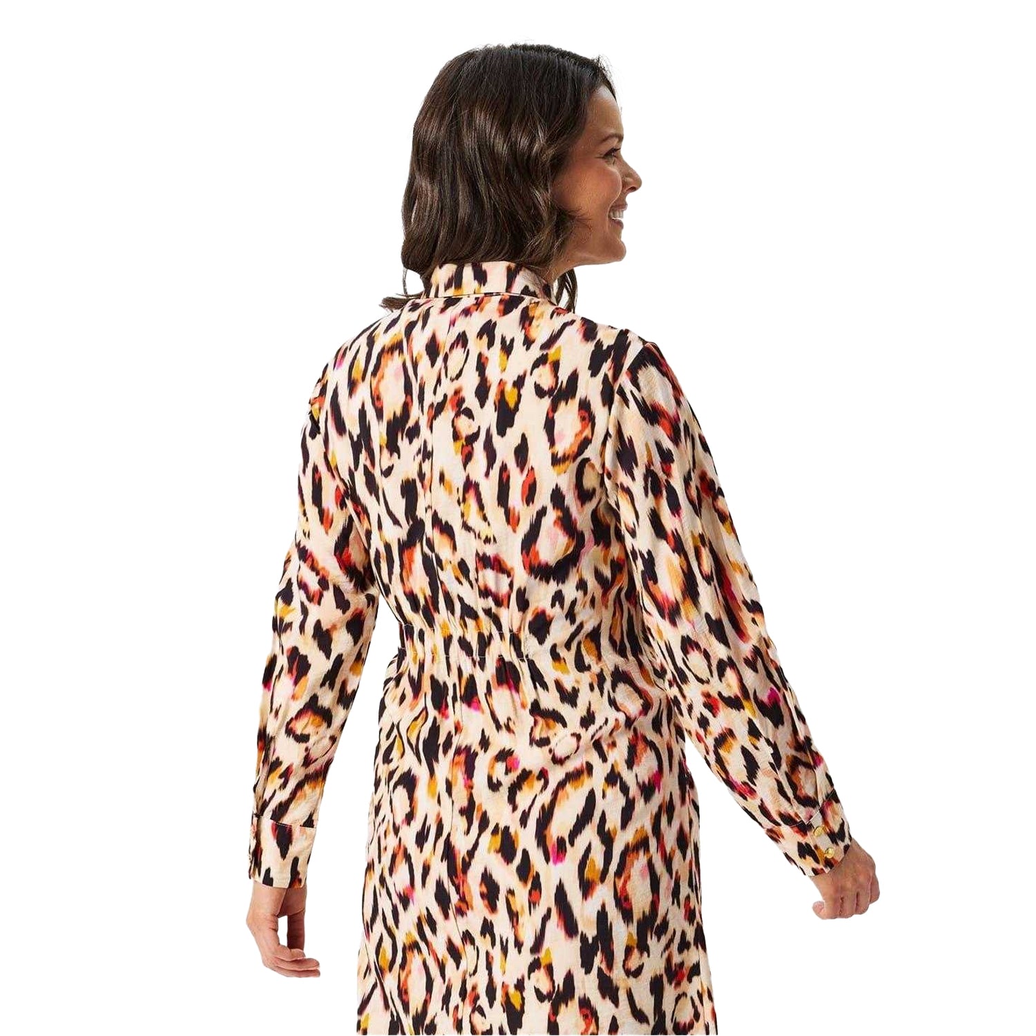 Pink - Pack Shot - Biba Womens-Ladies Leopard Print Midi Shirt Dress