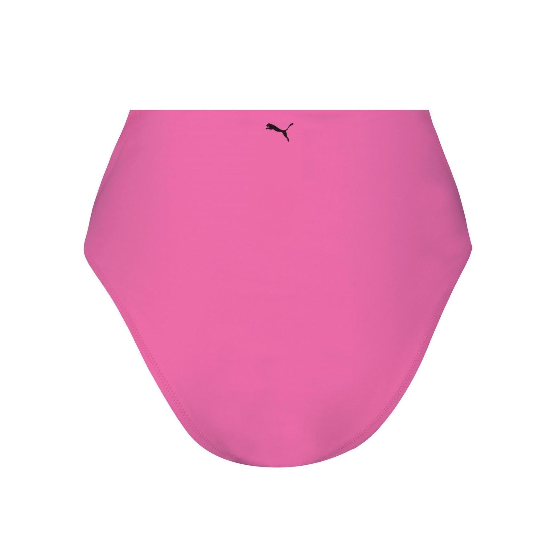 Fluorescent Pink - Back - Puma Womens-Ladies High Waist Bikini Bottoms