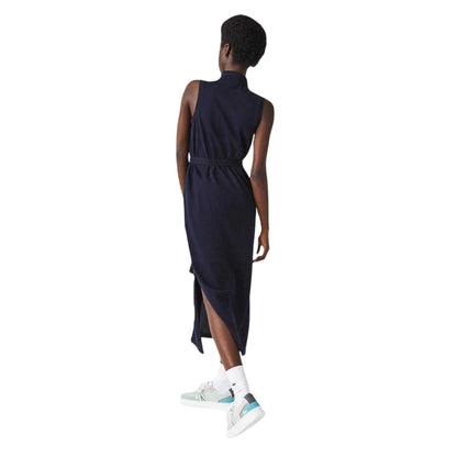Navy Blue - Back - Lacoste Womens-Ladies Collared T-Shirt Dress