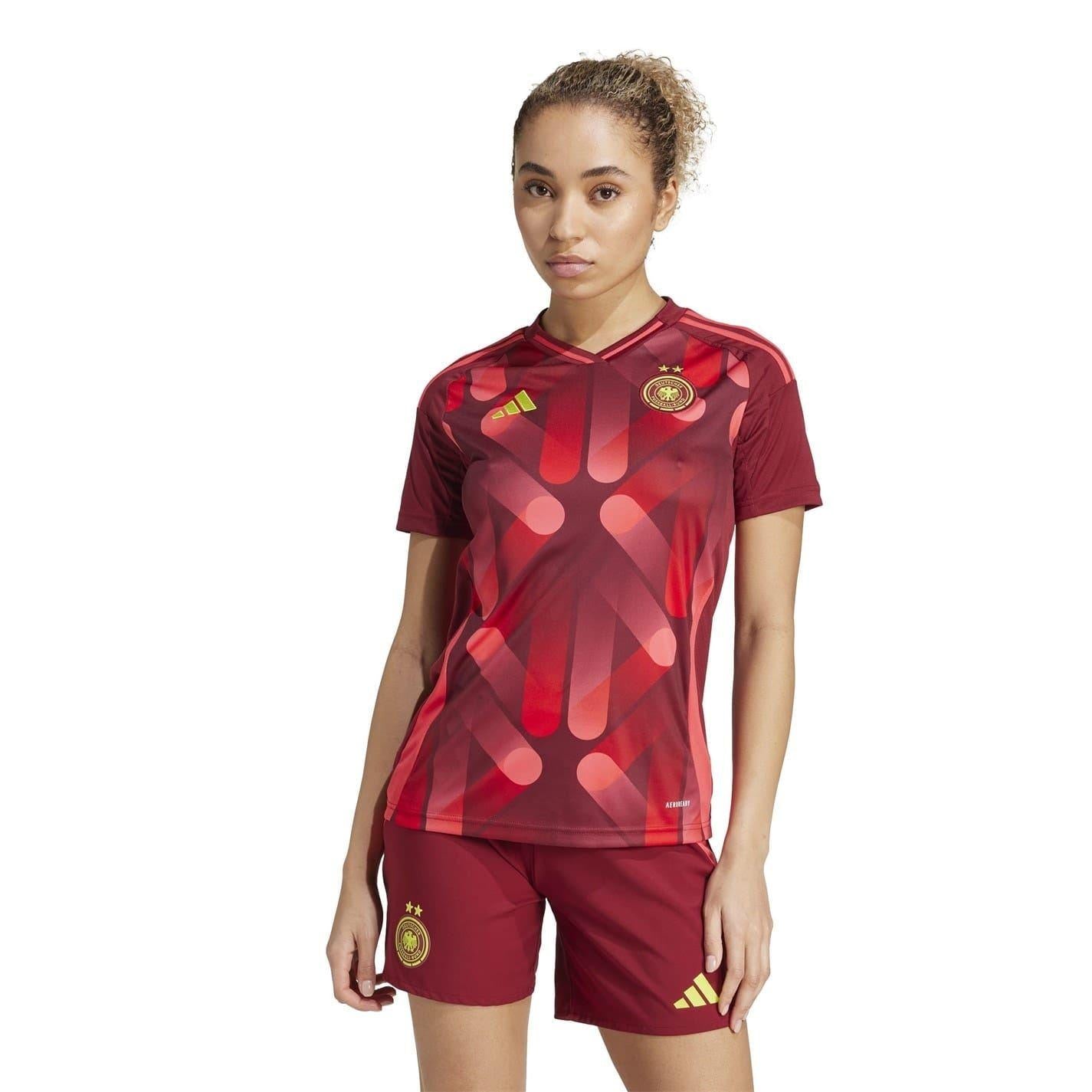 Burgundy - Side - Adidas Womens-Ladies 2025 Germany DFB Away Shirt