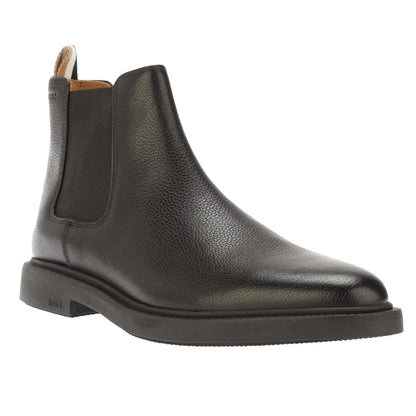 Black - Front - Boss Mens Larry Leather Chelsea Boots