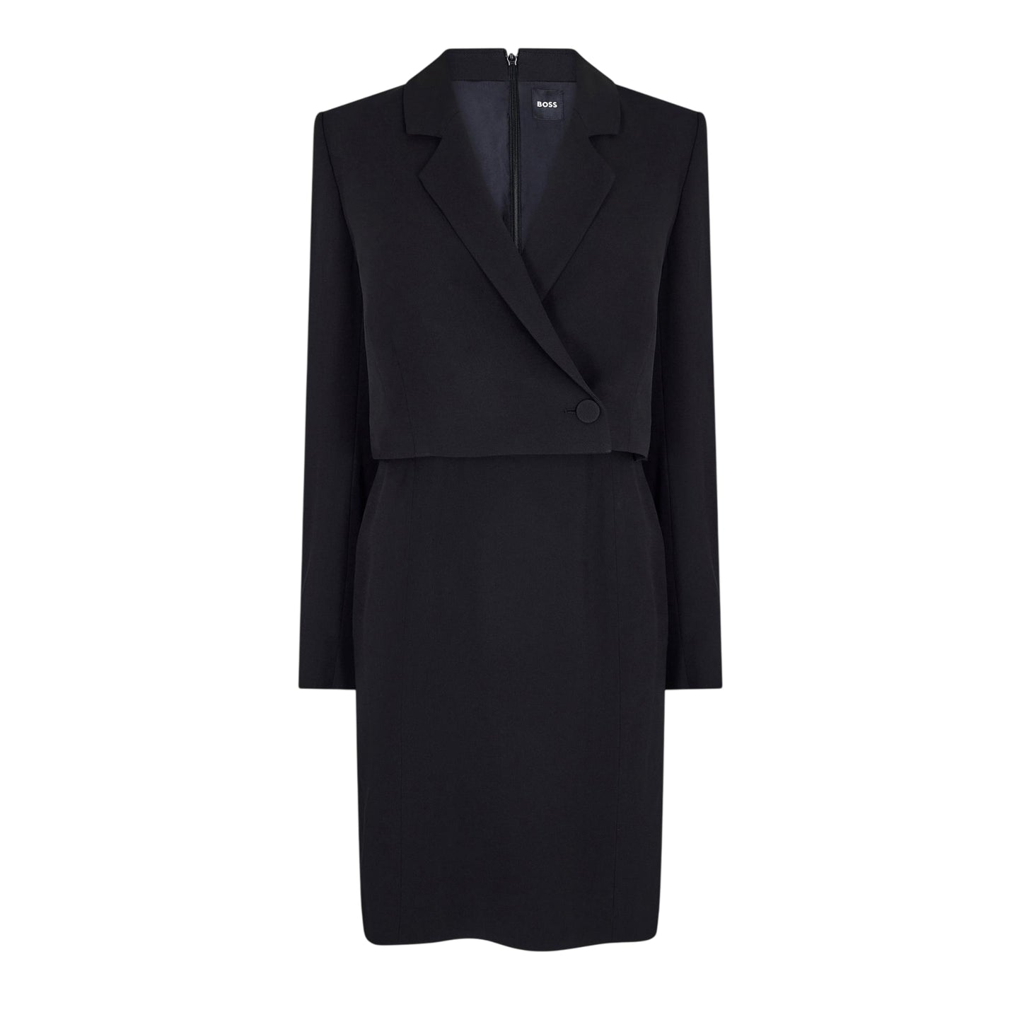 Black - Front - Boss Womens-Ladies Dajoana Gsu Collared Long-Sleeved Formal Blazer Dress