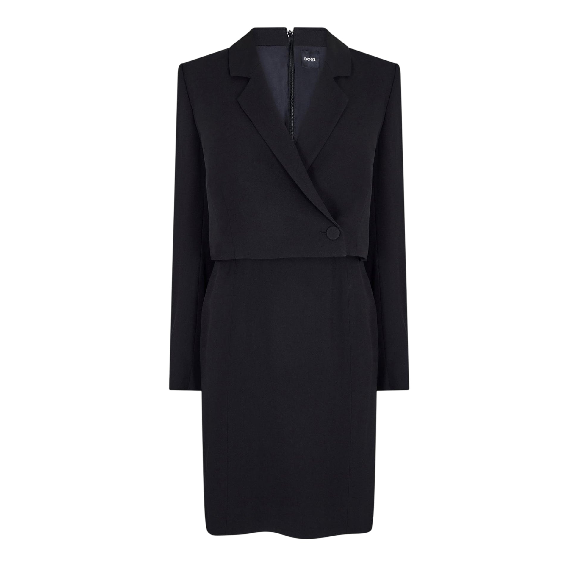 Black - Front - Boss Womens-Ladies Dajoana Gsu Collared Long-Sleeved Formal Blazer Dress