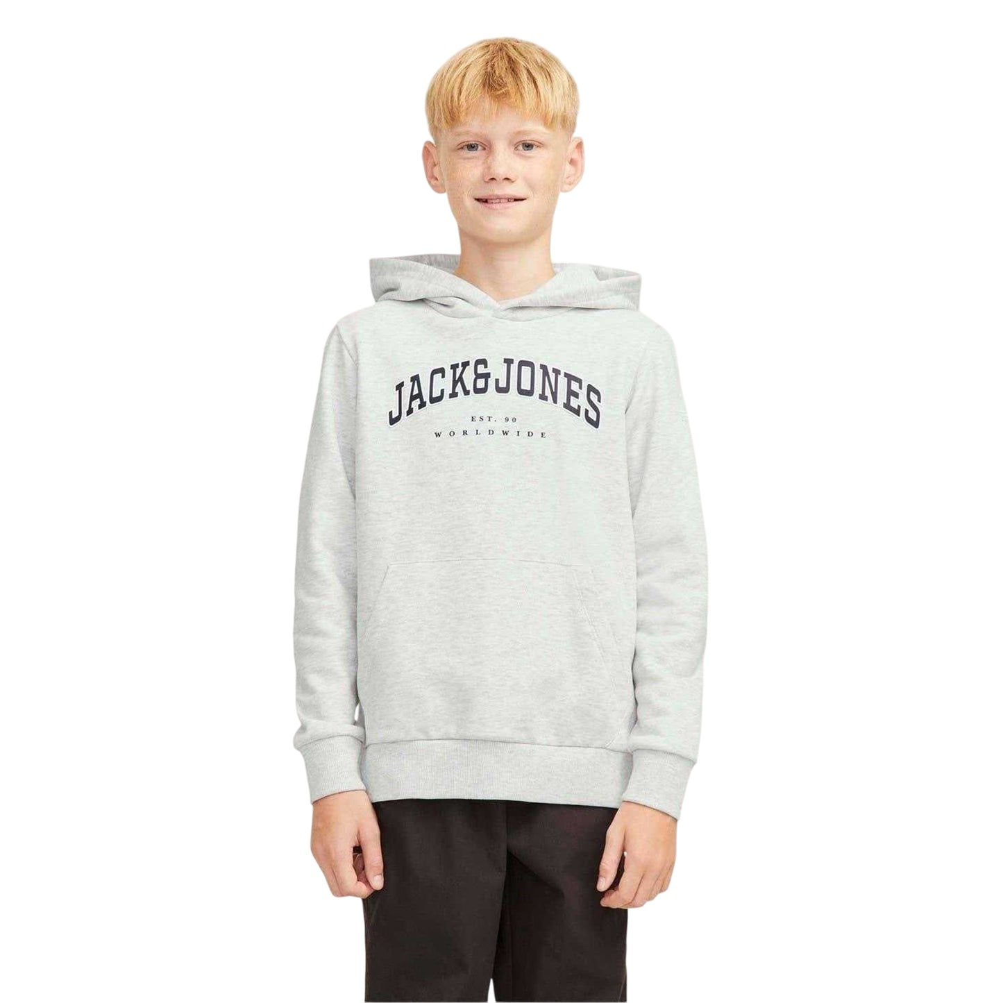 White Melange Melange - Side - Jack And Jones Boys Lettering Long-Sleeved Varsity Hoodie