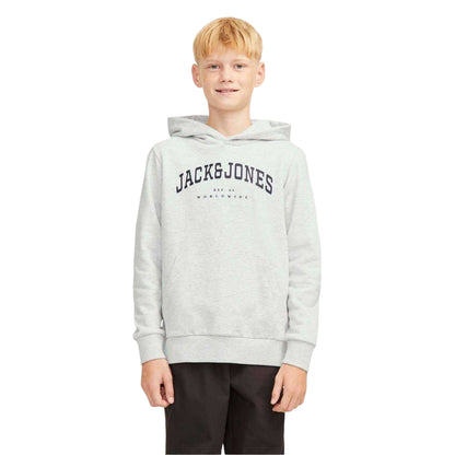 White Melange Melange - Side - Jack And Jones Boys Lettering Long-Sleeved Varsity Hoodie
