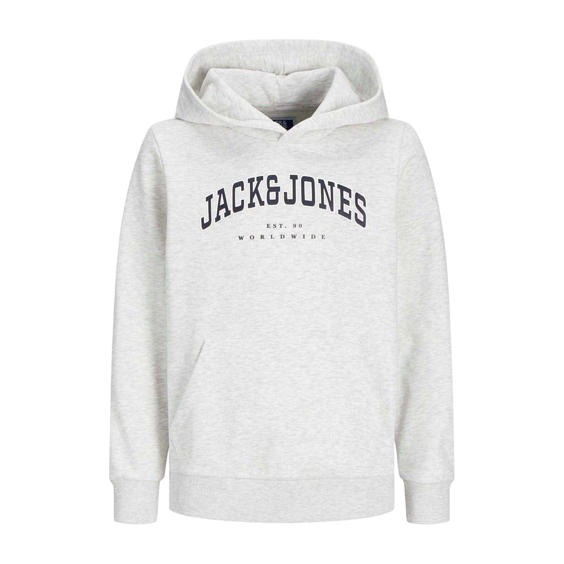 White Melange Melange - Front - Jack And Jones Boys Lettering Long-Sleeved Varsity Hoodie