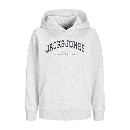 White Melange Melange - Front - Jack And Jones Boys Lettering Long-Sleeved Varsity Hoodie