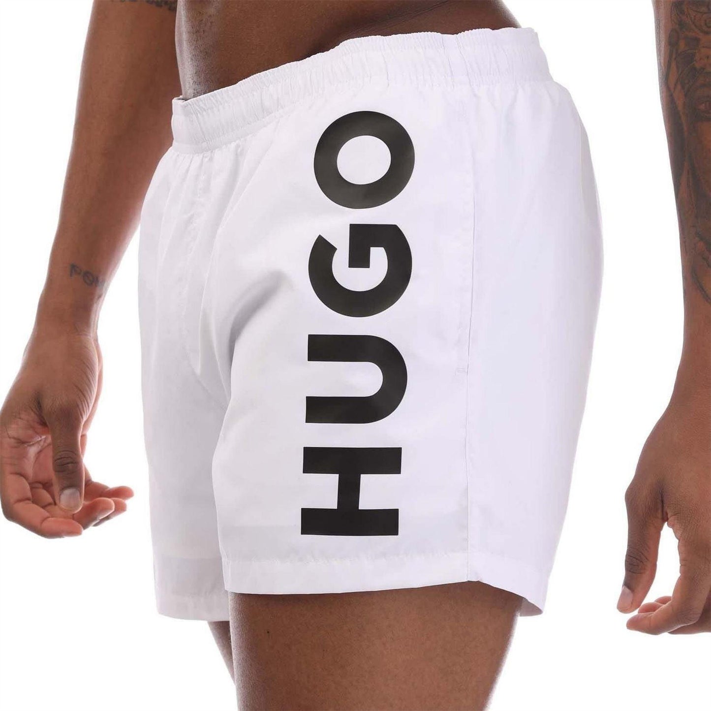White - Side - Hugo Mens Abas Swim Shorts
