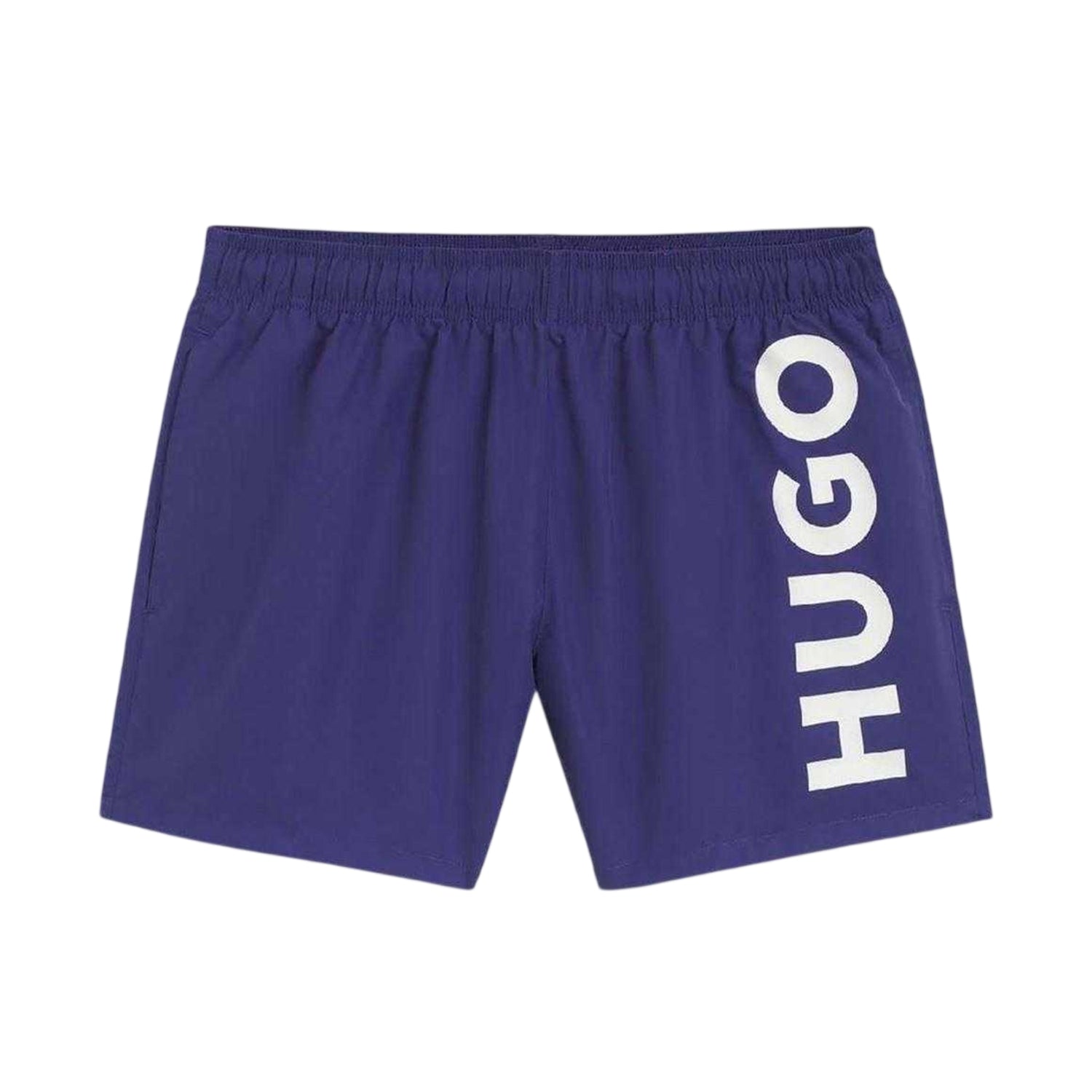 Blue - Front - Hugo Mens Abas Logo Swim Shorts