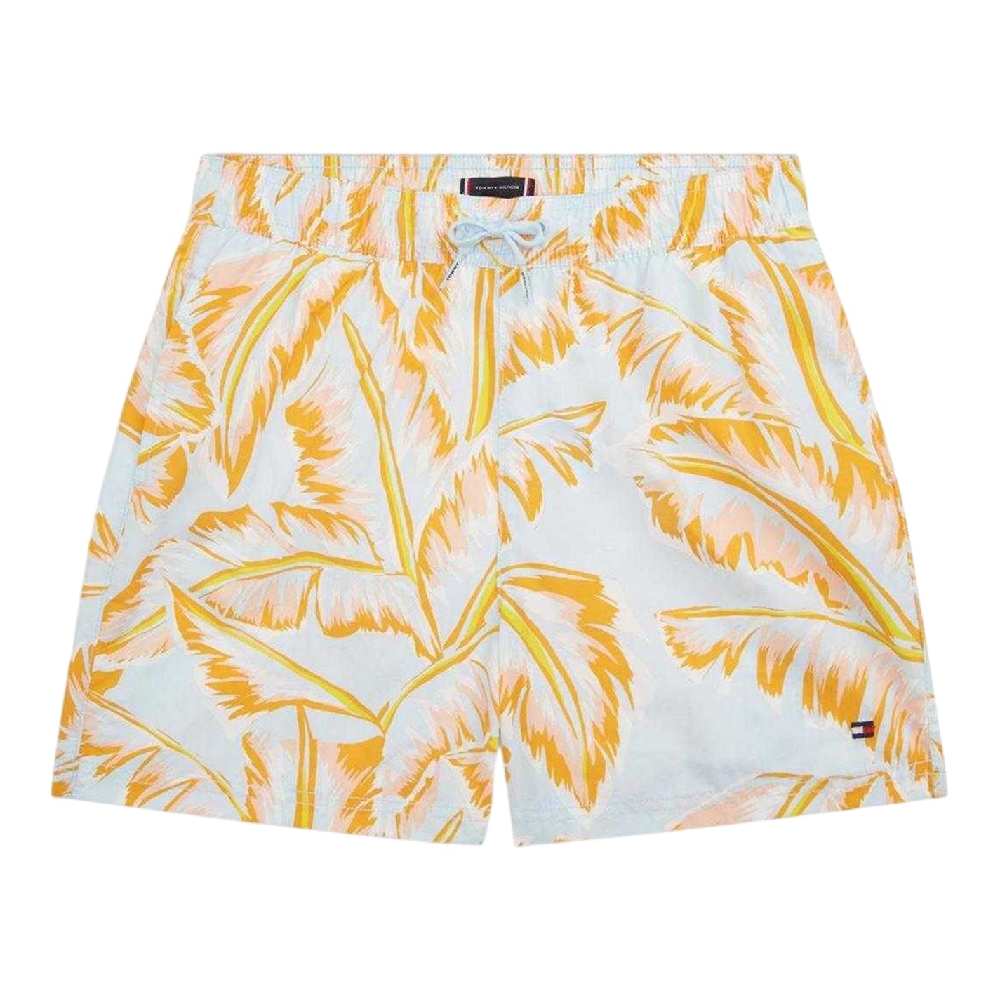 Banana Cream-Leaf - Front - Tommy Hilfiger Childrens-Kids All-Over Print Swim Shorts