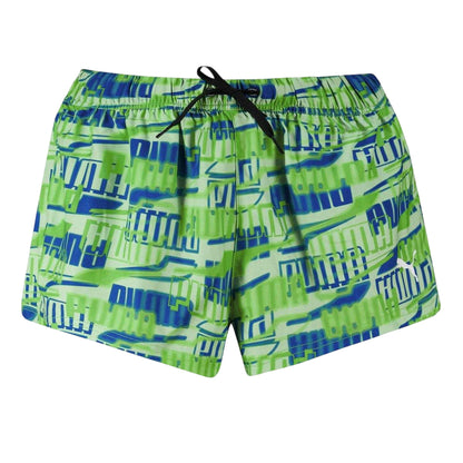 Green - Front - Puma Womens-Ladies Woven Repeat Logo Swim Shorts