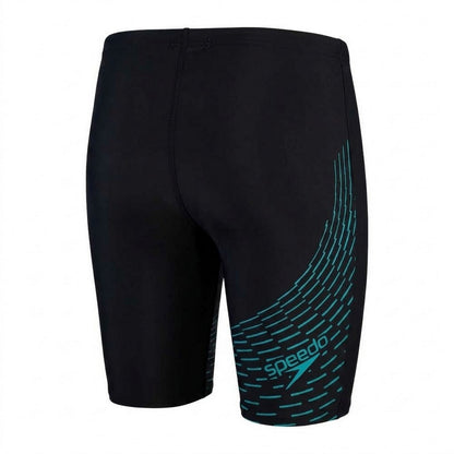 Black-Green - Back - Speedo Mens Medley Logo Swim Shorts
