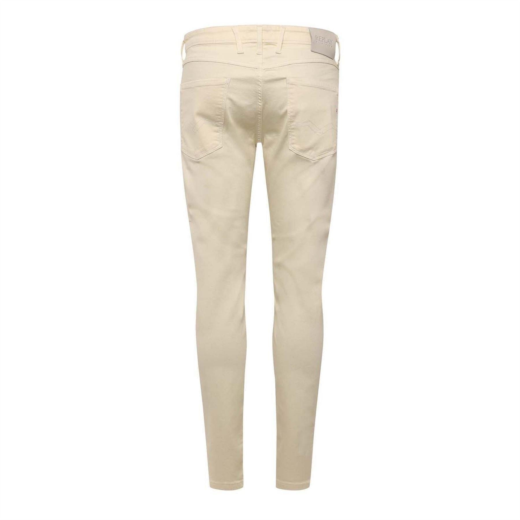 White - Back - Replay Mens Cotton Blend Slim Jeans