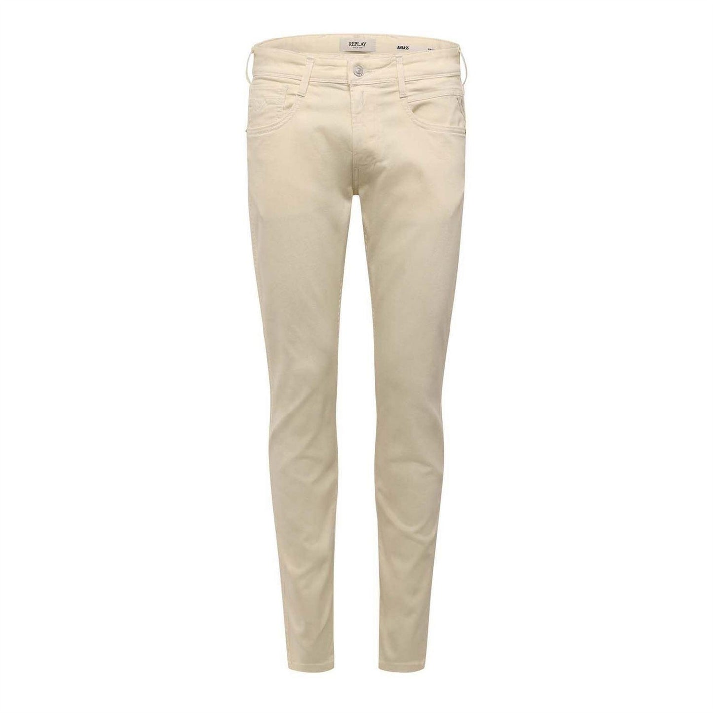 White - Front - Replay Mens Cotton Blend Slim Jeans