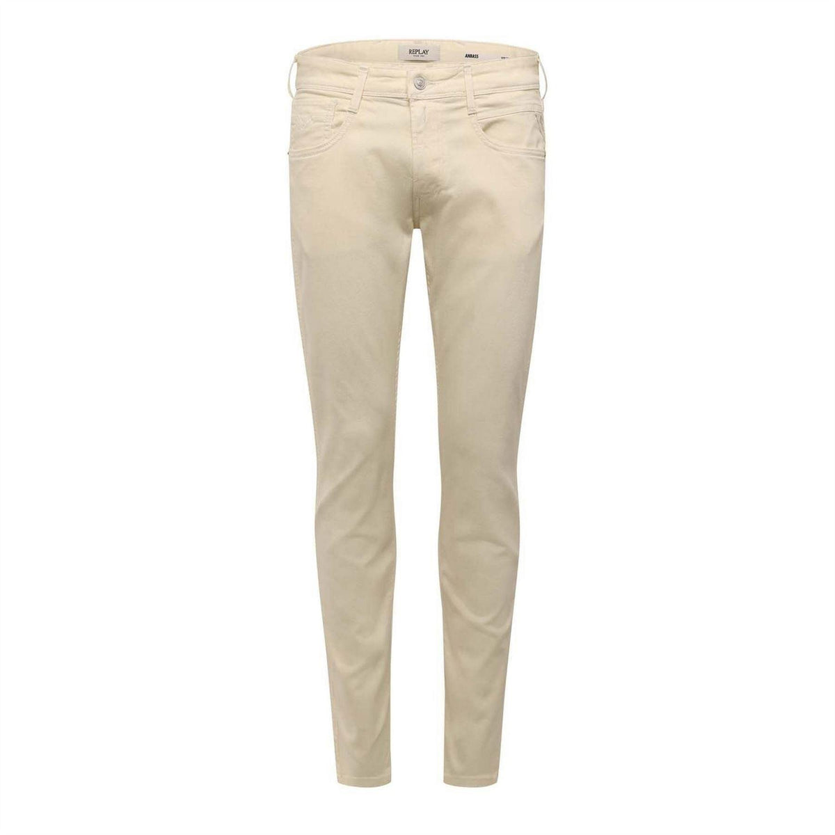 White - Front - Replay Mens Cotton Blend Slim Jeans